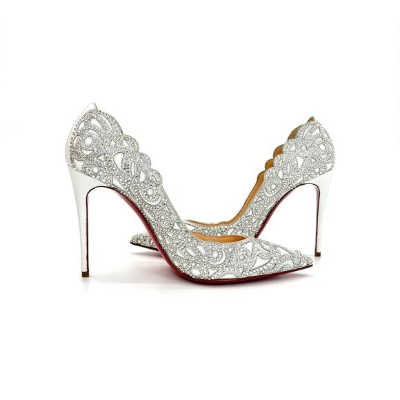 Christian Louboutin Top Vague 100 Kid Crystal Embellished Pumps Women’s 37.5 - Picture 5 of 9